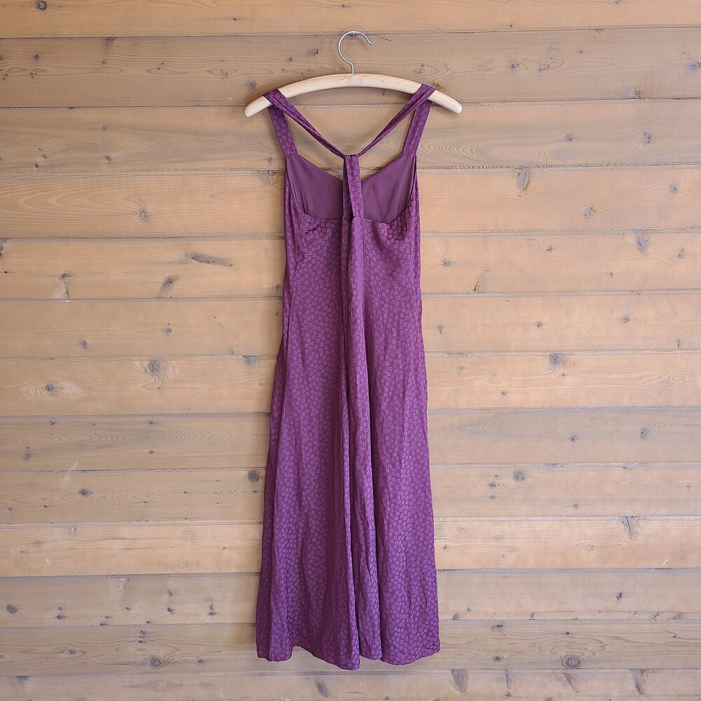 Madewell Cami Maxi Dress NWT Dusty Burgundy 00 Satin Jacquard Twist Back Boho - Picture 4 of 4